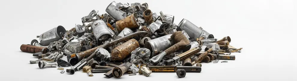 Mucchio di rifiuti di alluminio per rappresentare le Soluzioni Metaltek per le Fonderie Recupero Alluminio