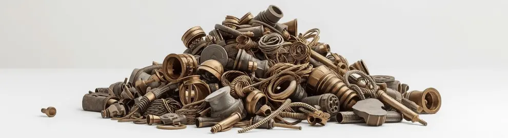 Mucchio di rifiuti di bronzo per rappresentare le Soluzioni Metaltek per le Fonderie Recupero Bronzo