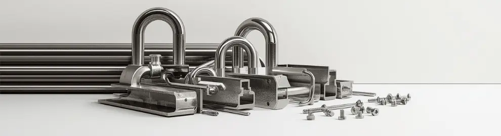 Tubi, viti e oggetti in acciaio per rappresentare le Soluzioni Metaltek per le Industrie Siderurgiche