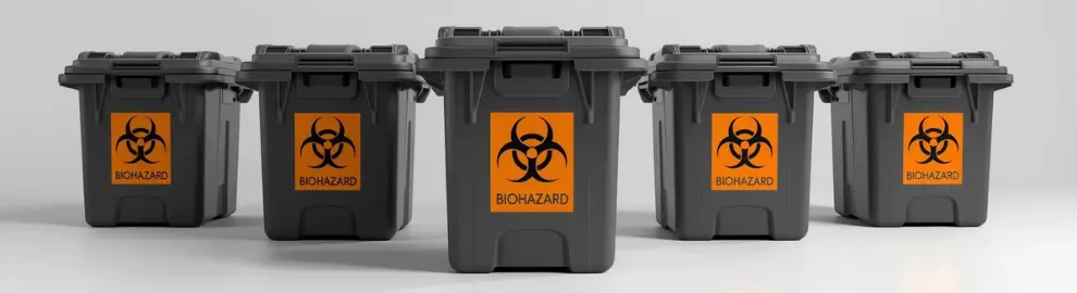 Cassonetti biohazard per rappresentare le Soluzioni Metaltek per la Termovalorizzazione Rifiuti Speciali Ospedalieri